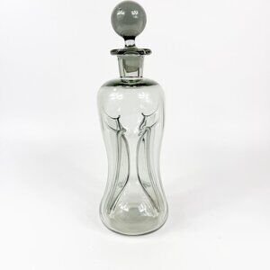 Vintage MCM Holmegaard Jacob Bang Kluk Kluk Glass Decanter Smoke Gray 12 Inches